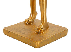 Lámpara de mesa de resina dorada, modelo Conejo, pantalla de tela blanca