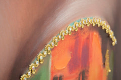 Pintura sobre lienzo con marco de madera mujer en trajes tradicionales marco de metal dorado
