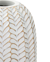 Florero decorativo de resina con motivos de hojas