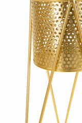 Portamacetas de metal dorado, juego de 2 piezas decorado con esculturas redondas irregulares
