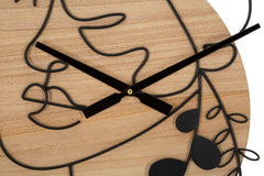 Reloj de pared redondo de metal y madera