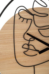 Reloj de pared redondo de metal y madera