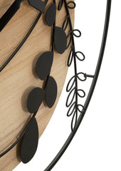 Reloj de pared redondo de metal y madera
