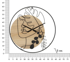 Reloj de pared redondo de metal y madera