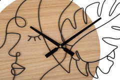 Reloj de pared redondo de metal y madera