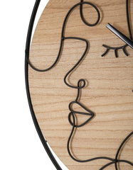 Reloj de pared redondo de metal y madera