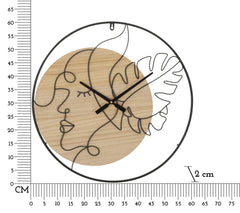 Reloj de pared redondo de metal y madera