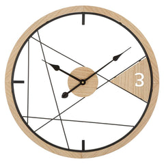 Reloj de pared redondo geométrico Metal Madera