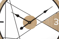 Reloj de pared redondo geométrico Metal Madera