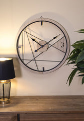 Reloj de pared redondo geométrico Metal Madera