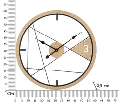 Reloj de pared redondo geométrico Metal Madera