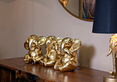 Ensemble de 3 éléphants assis dorés