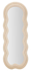 Espejo de pared Miki de madera revestida con tela de terciopelo crema