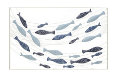Panneau mural décoratif métal 3D poissons