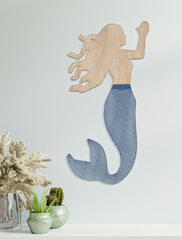 Panel de pared decorativo 3D Sirena Metal y Madera