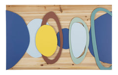Panel de pared decorativo geométrico multicolor de metal y madera