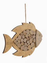 Escultura colgante Peces de madera redonda