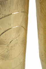 Floreros de metal dorado, juego de 3, con decoraciones circulares en relieve