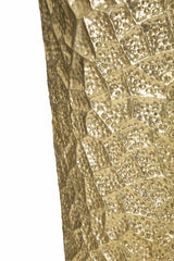 Juego de jarrones redondos de metal dorado con decoraciones en relieve
