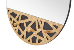 Espejo de pared Abiti decoraciones de madera y 3 ganchos