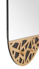 Espejo de pared Abiti decoraciones de madera y 3 ganchos
