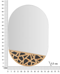Espejo de pared Abiti decoraciones de madera y 3 ganchos
