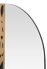 Espejo de pared decorativo de madera clara con formas suaves