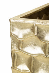 Soporte para jarrón cuadrado, juego de 3 piezas, metal dorado con decoraciones en relieve