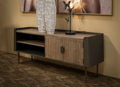 Mueble TV metal y madera Toronto con 2 puertas y 2 estantes