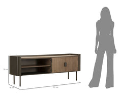 Mueble TV metal y madera Toronto con 2 puertas y 2 estantes