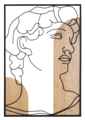 Panneau mural décoratif 3D David Métal et Bois naturel