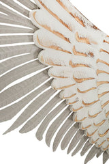 Paneles decorativos de pared 3D Alas Blancas de metal y madera (conjunto de 2 piezas)
