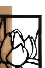 Panel decorativo de pared 3D Loto Metal y Madera