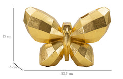 Jarrón de resina dorada Mariposa diseño cubista