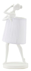 Lámpara de mesa Ballet Resina blanca pantalla de tela blanca