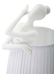 Lámpara de mesa Ballet Resina blanca pantalla de tela blanca