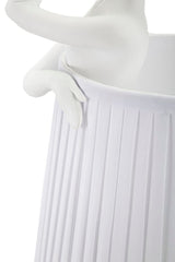 Lámpara de mesa Ballet Resina blanca pantalla de tela blanca