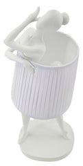 Lámpara de mesa Ballet Resina blanca pantalla de tela blanca