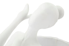 Lámpara de mesa Ballet Resina blanca pantalla de tela blanca
