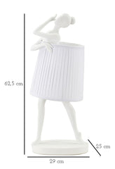Lámpara de mesa Ballet Resina blanca pantalla de tela blanca