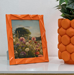 Marco de fotos rectangular de resina naranja