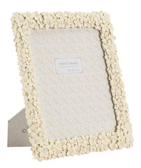 Cadre photo rectangulaire FLOTY résine fleurs Crème