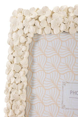 Cadre photo rectangulaire FLOTY résine fleurs Crème