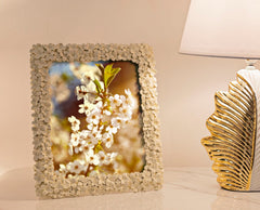 Cadre photo rectangulaire FLOTY résine fleurs Crème