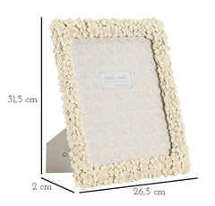 Cadre photo rectangulaire FLOTY résine fleurs Crème