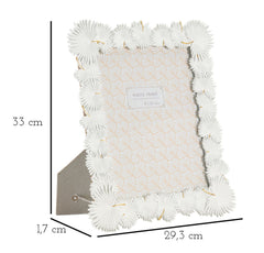Cadre photo rectangulaire résine feuilles blanches