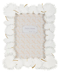 Marco de fotos rectangular de resina Hoja de Palma Blanca adorno dorado