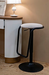 Taburete de bar redondo Destiny Metal y Tela Blanca