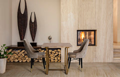 Mesa cuadrada de metal y madera Ankara