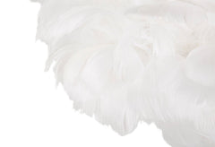 Lámpara de pie Slim de metal dorado y pantalla de plumas sintéticas blancas